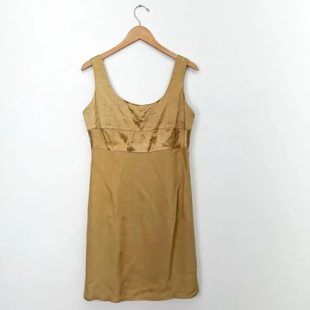 Diane Kroe Women’s Vintage Two Tone Gold Sleeveless Midi Dress